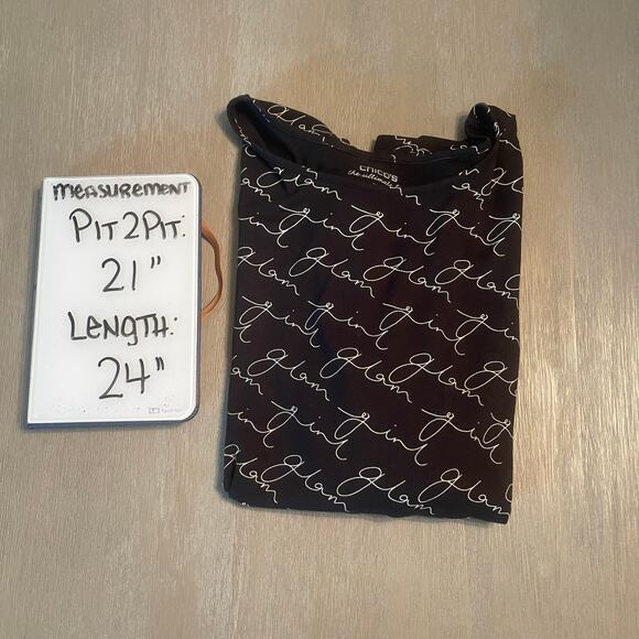 Chico's the Ultimate Tee Basic Glam Girl All over Print Womens Scoop Neck Sz L - Picture 9 of 9